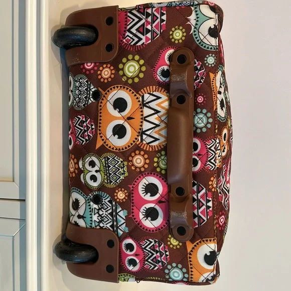 Rockland Owl Print Rolling Tote for Travel, Crafts or Storage - Picture 14 of 16